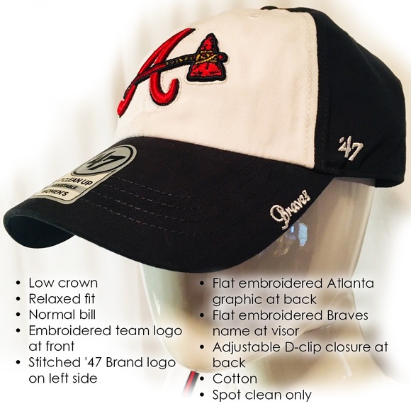 Women’s Atlanta Braves Hall of Fame Adjustable Clean Up Cap Navy and White - Picture 3 of 10